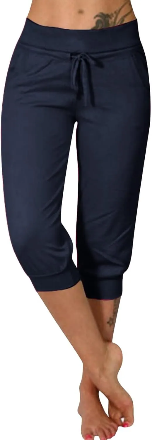 LCMTWX Womens Swim Shorts Cropped Elastic Pants for Women Fashion Casual Fashion Shorts Trousers Solid Ppants Womens Swim