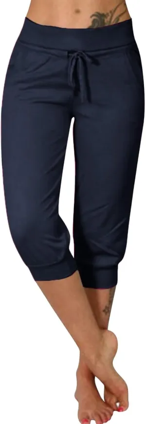 LCMTWX Womens Swim Shorts Cropped Elastic Pants for Women Fashion Casual Fashion Shorts Trousers Solid Ppants Womens Swim
