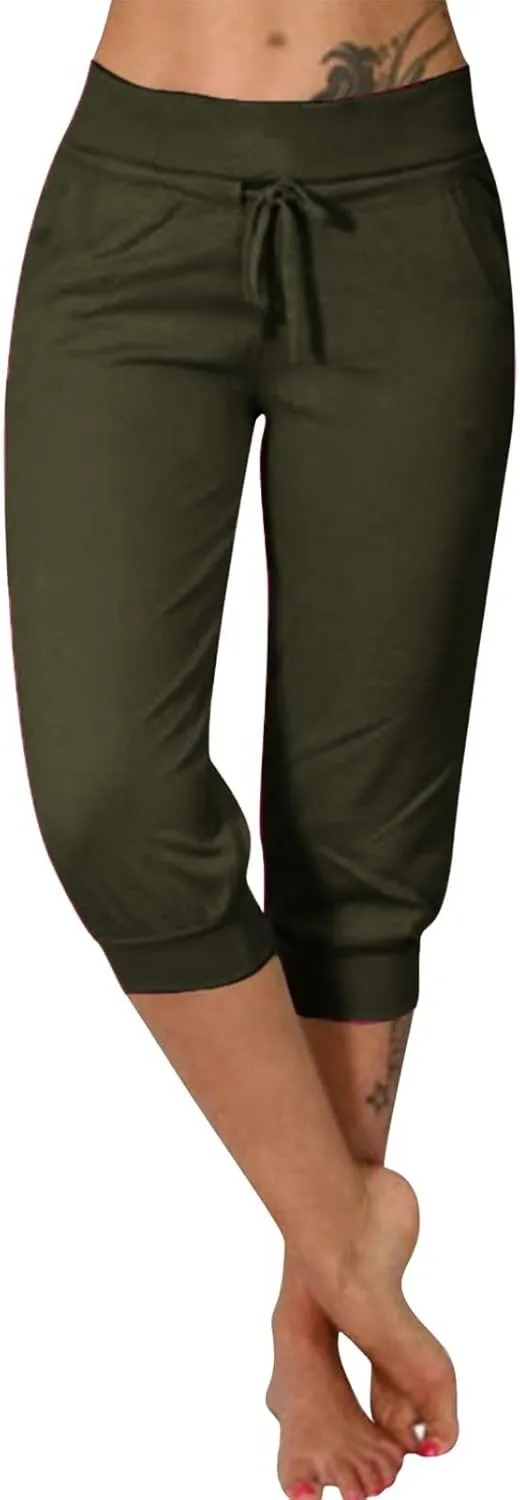 LCMTWX Womens Swim Shorts Cropped Elastic Pants for Women Fashion Casual Fashion Shorts Trousers Solid Ppants Womens Swim