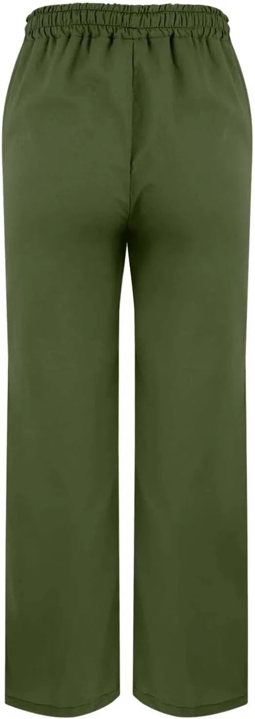 Linen Pants for Women 2025 Summer Elastic High Waist Split Hem Pants Casual Loose Fit Drawstring Trousers with Pocket