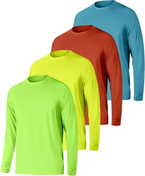 Long Sleeve Shirts for Men UPF 50  Sun Protection Athletic Workout Sun Shirts Quick Dry Fit Running Fishing Gym Sport Active T-Shirts 4 Pack 2XL