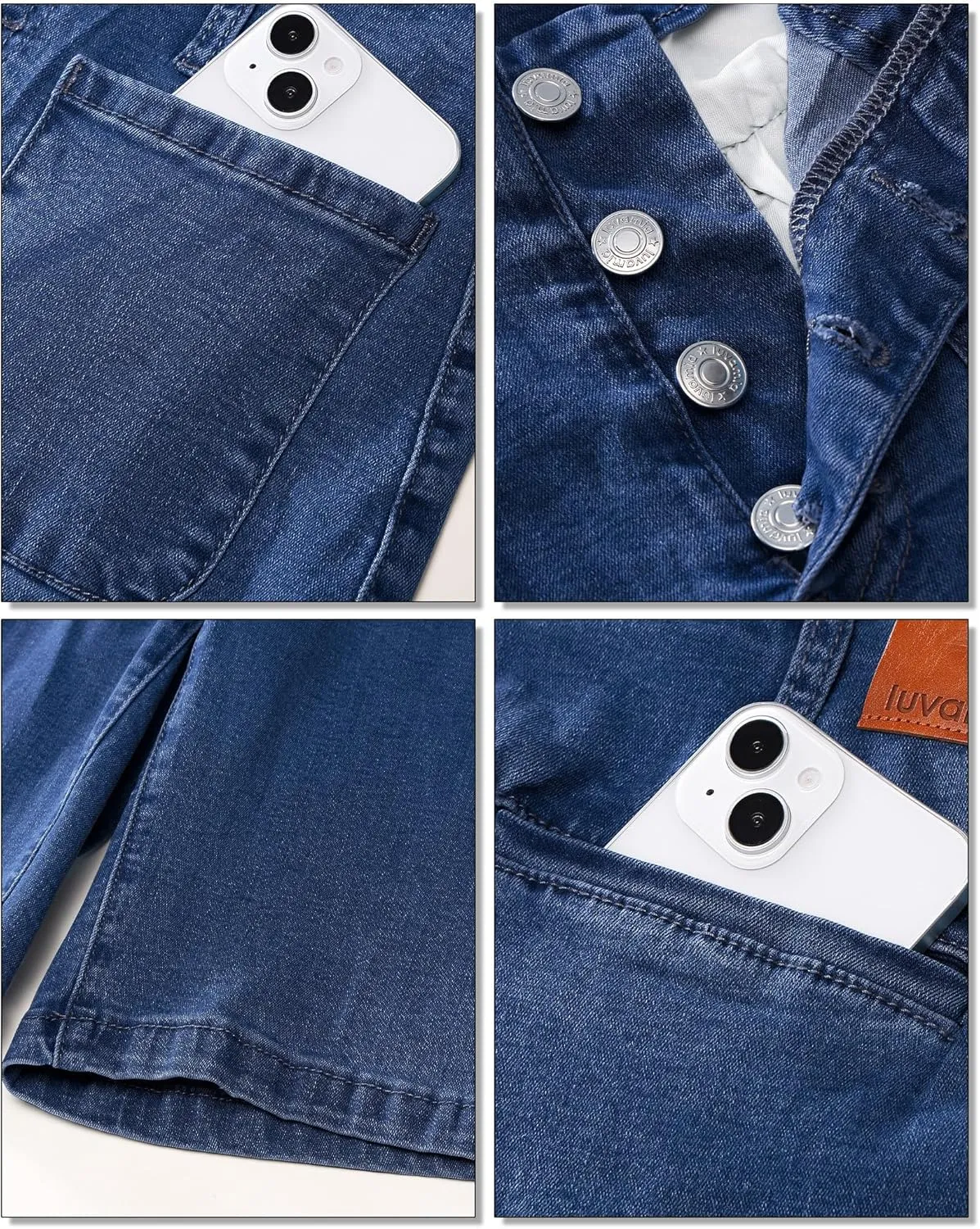 luvamia Bermuda Shorts for Women Jean High Waisted Trendy Patch Pockets Casual Summer Button Fly Stretchy Denim Shorts