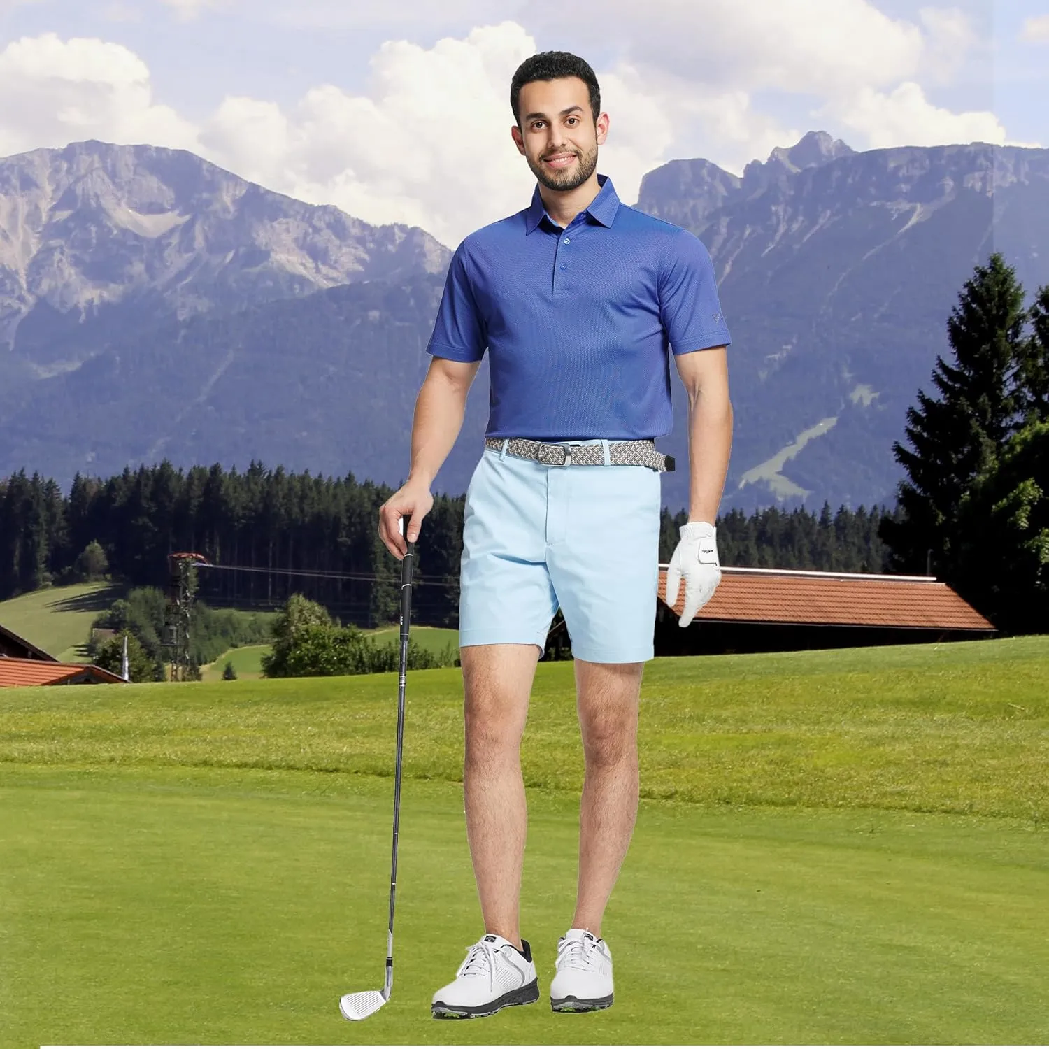 M MAELREG Golf Shirts for Men Dry fit Sports Jacquard Lightweight Performance Texture Short Sleeve Collared Polo Shirts