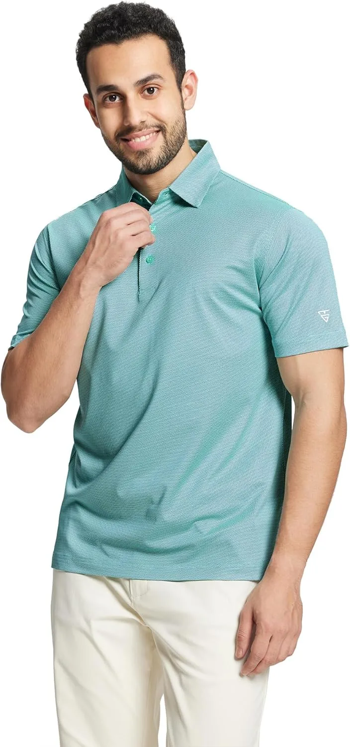 M MAELREG Golf Shirts for Men Dry fit Sports Jacquard Lightweight Performance Texture Short Sleeve Collared Polo Shirts