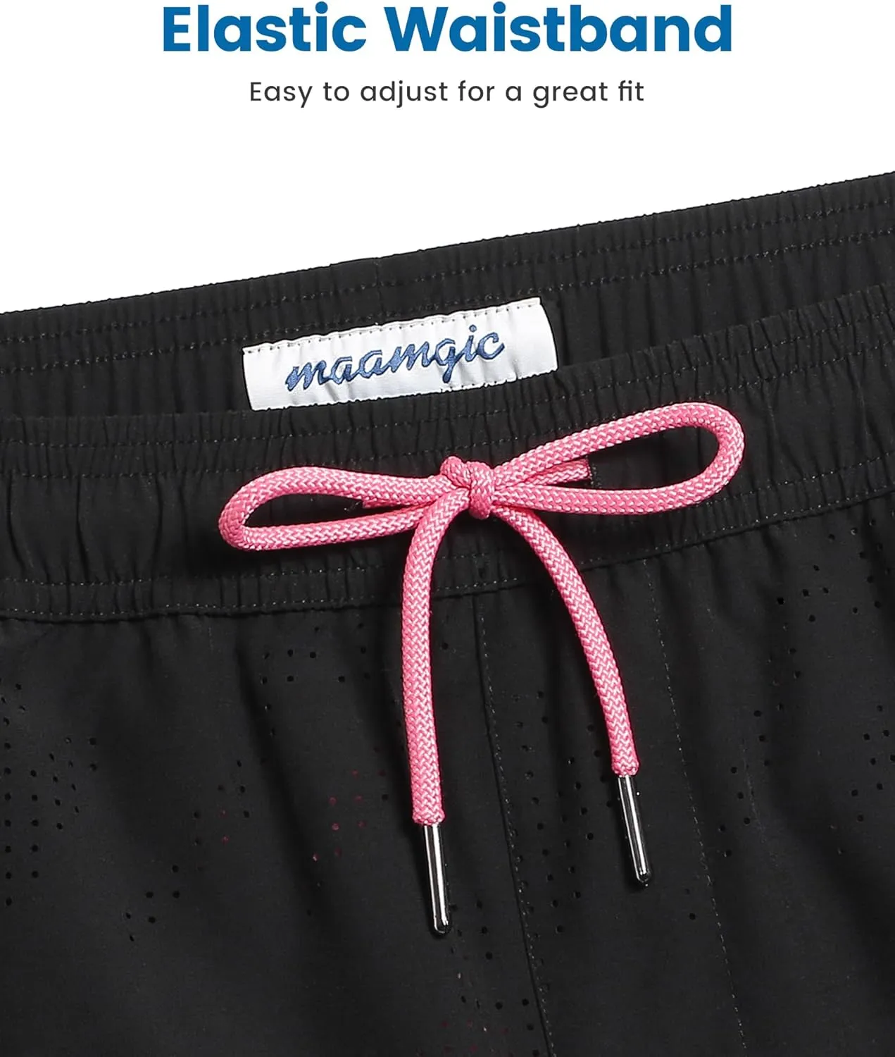 maamgic Mens Swim Trunks with Compression Liner 5 Inch Inseam Quick Dry Board Shorts with Zipper Pockets Swimming Shorts