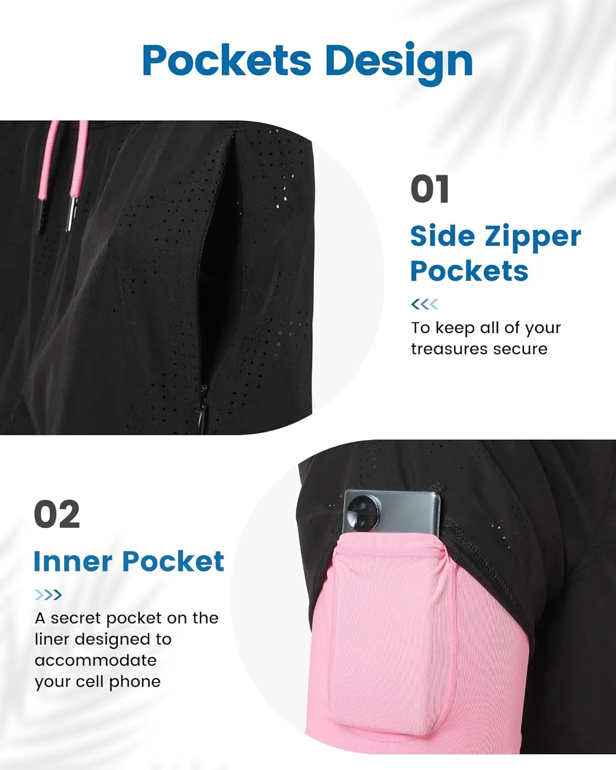 maamgic Mens Swim Trunks with Compression Liner 5 Inch Inseam Quick Dry Board Shorts with Zipper Pockets Swimming Shorts