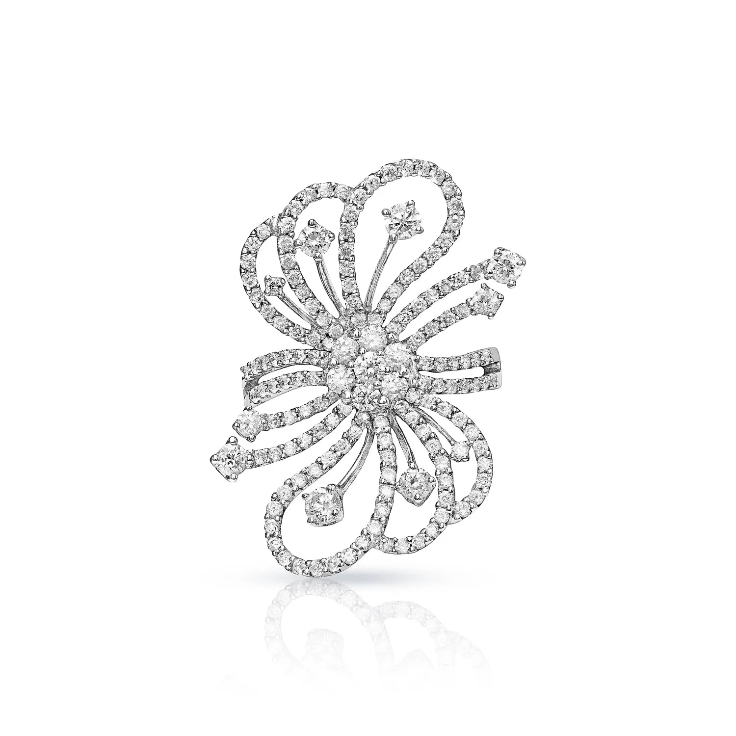Maci 2 Carat Earth Mined: Round Brilliant Diamond Cocktail Ring in 18kt White Gold For Ladies