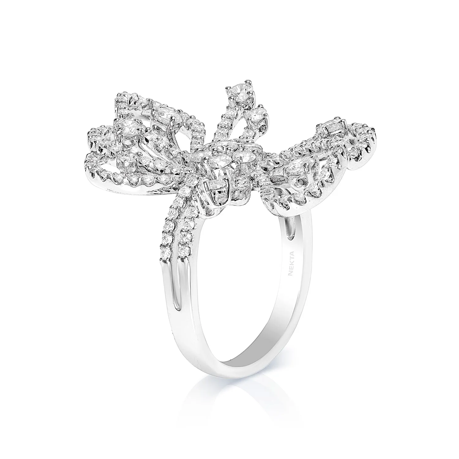 Maci 2 Carat Earth Mined: Round Brilliant Diamond Cocktail Ring in 18kt White Gold For Ladies