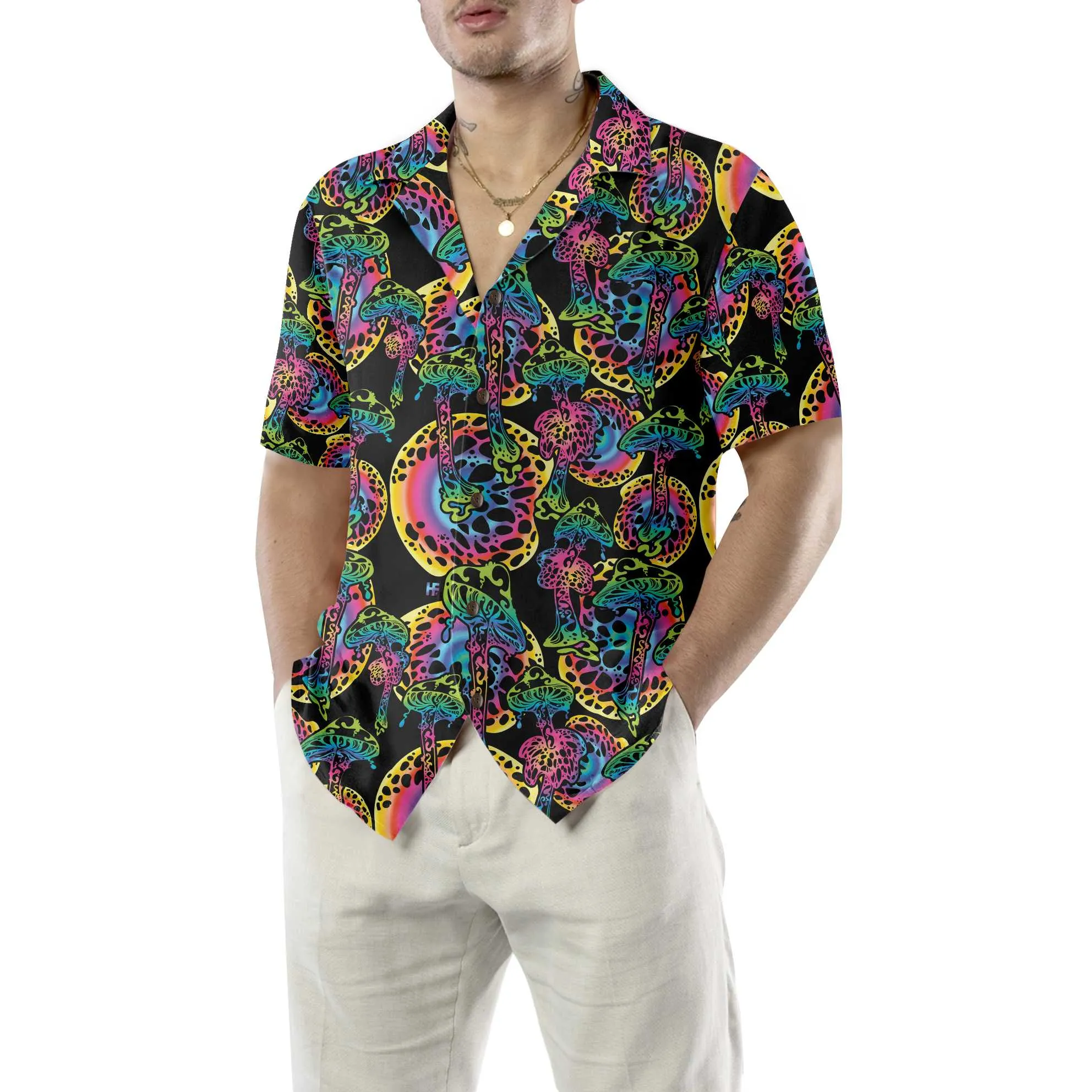 Magic Mushrooms Seamless Pattern Hawaiian Shirt, Unique Mushroom Shirt, Mushroom Print Shirt