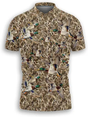 Mallard Duck Polo Shirts for Men- Golf Moisture Wicking Dry Fit Short Sleeve Polo Shirts S20