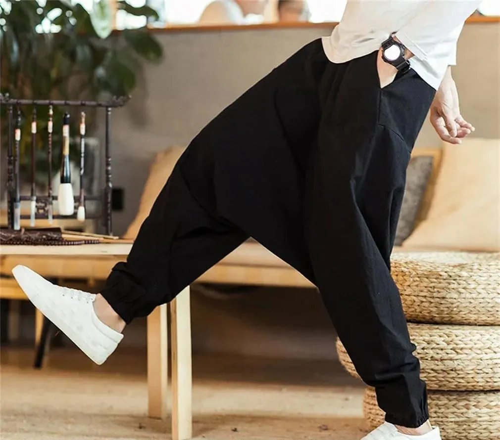 Men Harem Pants Men Solid Loose Casual Mens Cotton Sweatpants Male Trousers Mens Pants