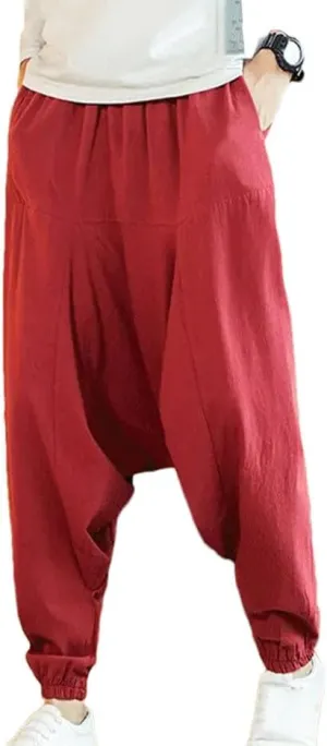 Men Harem Pants Men Solid Loose Casual Mens Cotton Sweatpants Male Trousers Mens Pants