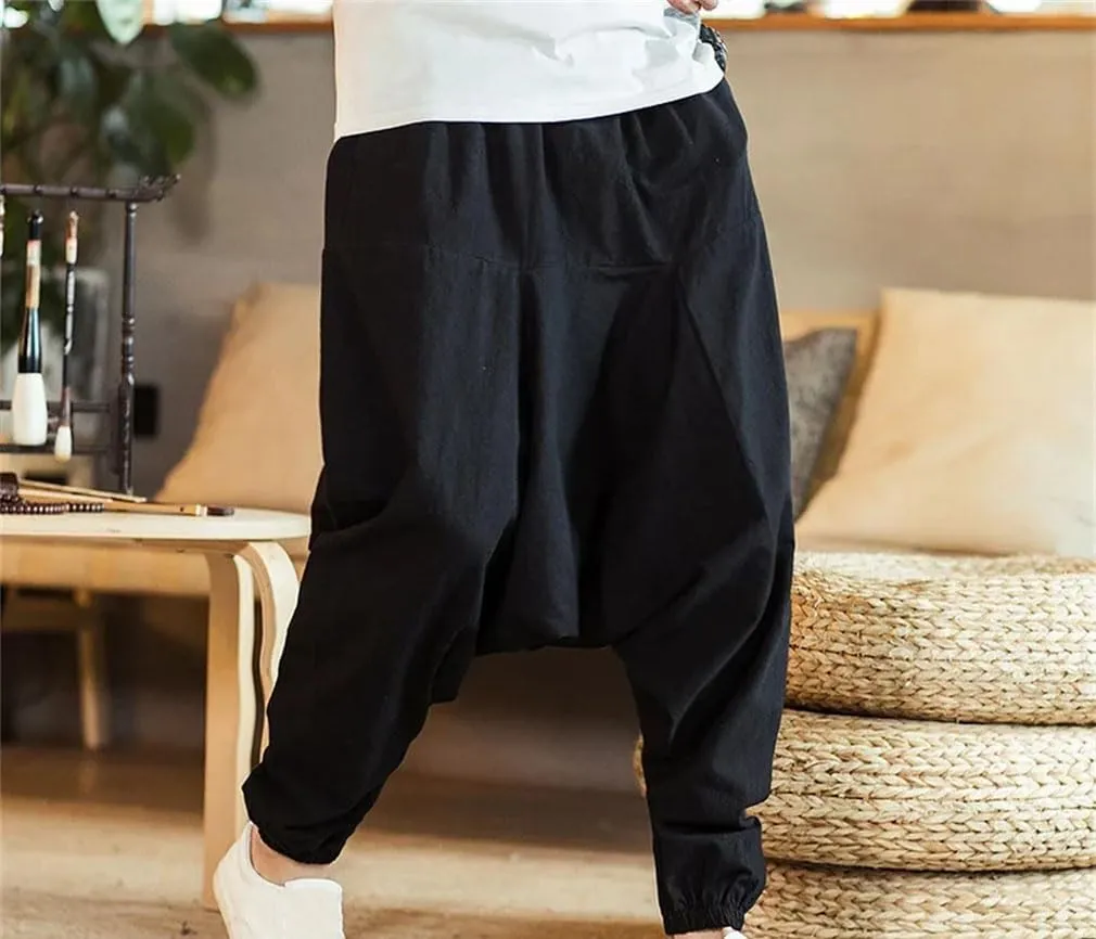 Men Harem Pants Men Solid Loose Casual Mens Cotton Sweatpants Male Trousers Mens Pants
