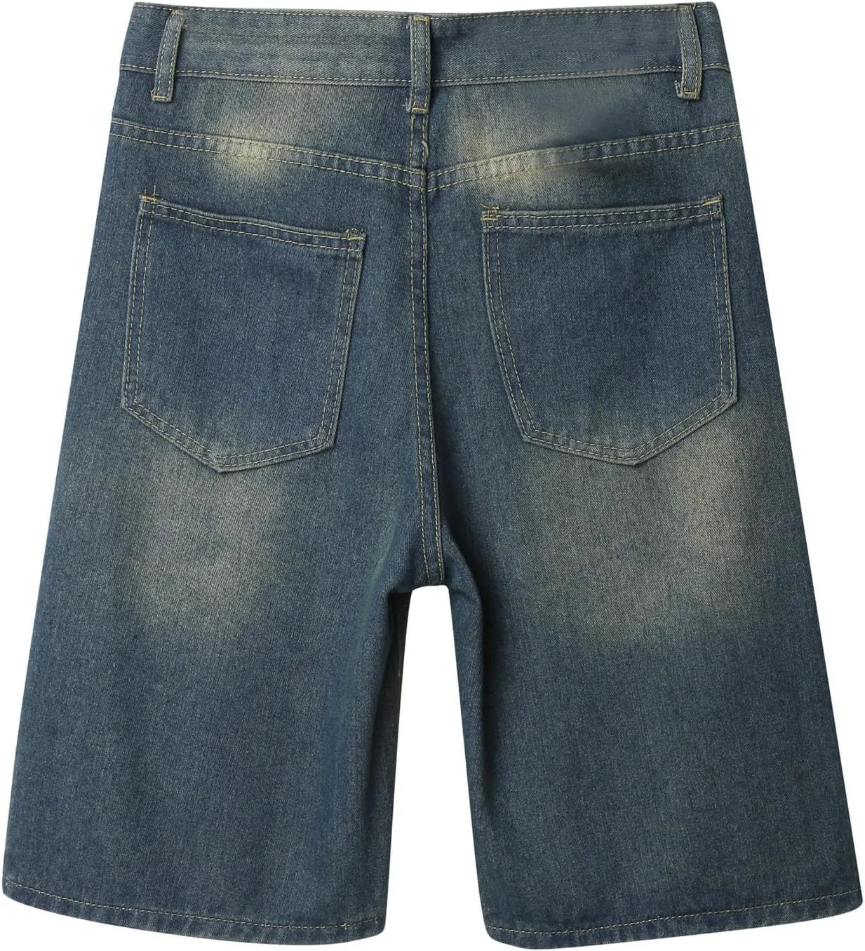Men Y2K Baggy Jean Shorts Summer Casual Hip Hop Aesthetic Pants Loose Fit Denim Shorts with Pockets Streetwear
