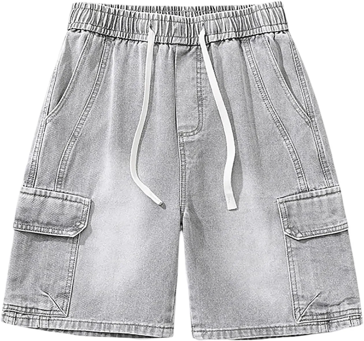 Men Y2K Baggy Jean Shorts Summer Casual Hip Hop Aesthetic Pants Loose Fit Denim Shorts with Pockets Streetwear