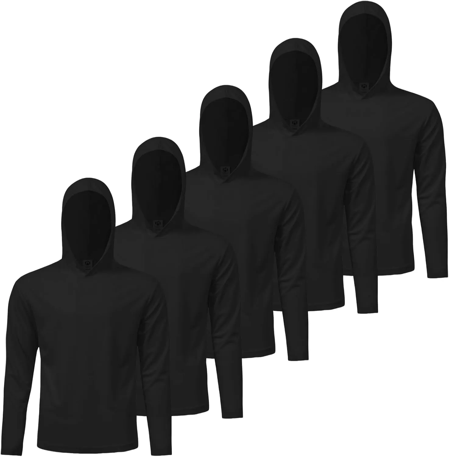 Mens Active Athletic T-Shirts Set Long Sleeve Sun Protective Quick Dry Hoodies Shirt 5 Pack