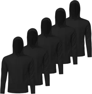 Mens Active Athletic T-Shirts Set Long Sleeve Sun Protective Quick Dry Hoodies Shirt 5 Pack