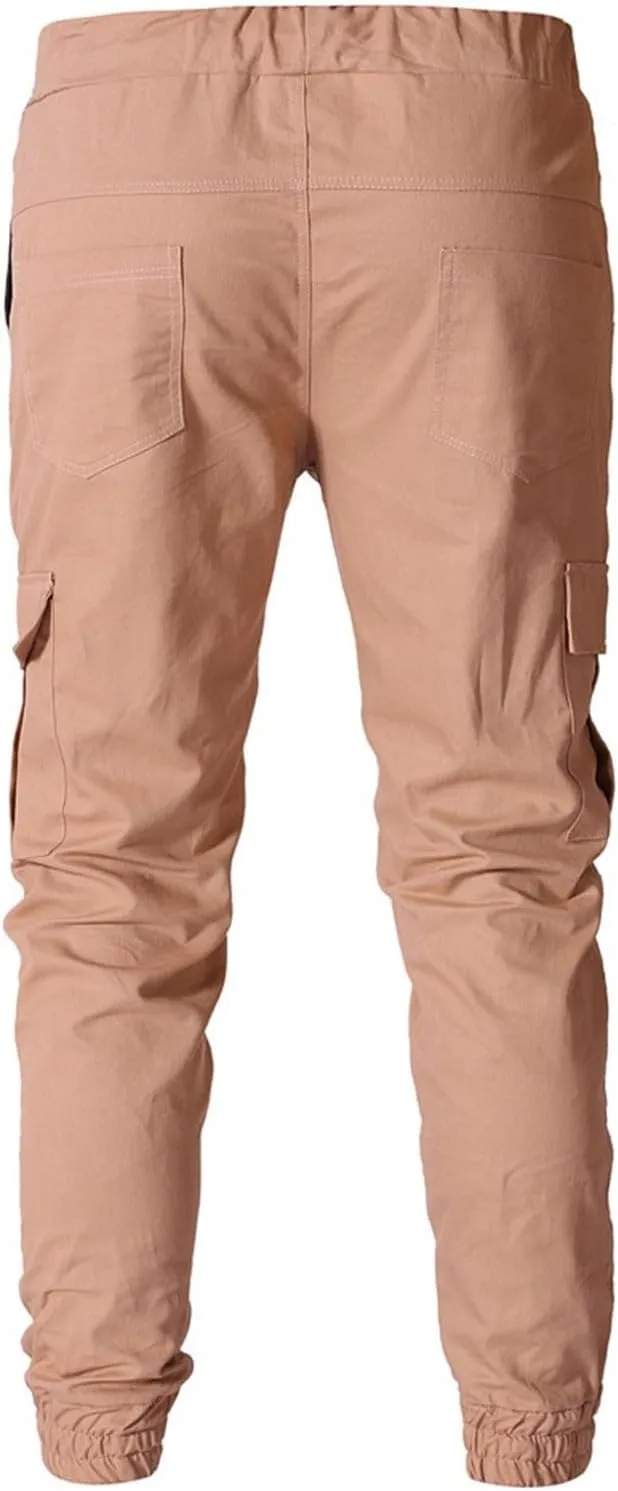 Men's Fashion Sport Sweatpants Drawstring Elastic Waist Slim Fit Joggers Hiking Trousers Athletic Pants Overalls