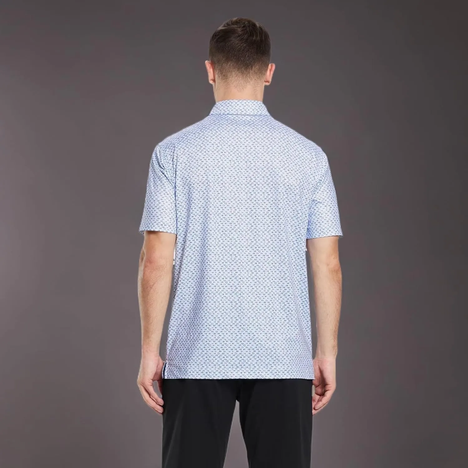 Mens Golf Shirts Short Sleeve Moisture Wicking Dry Fit Print Performance Athletic Casual Golf Polo Shirts for Men
