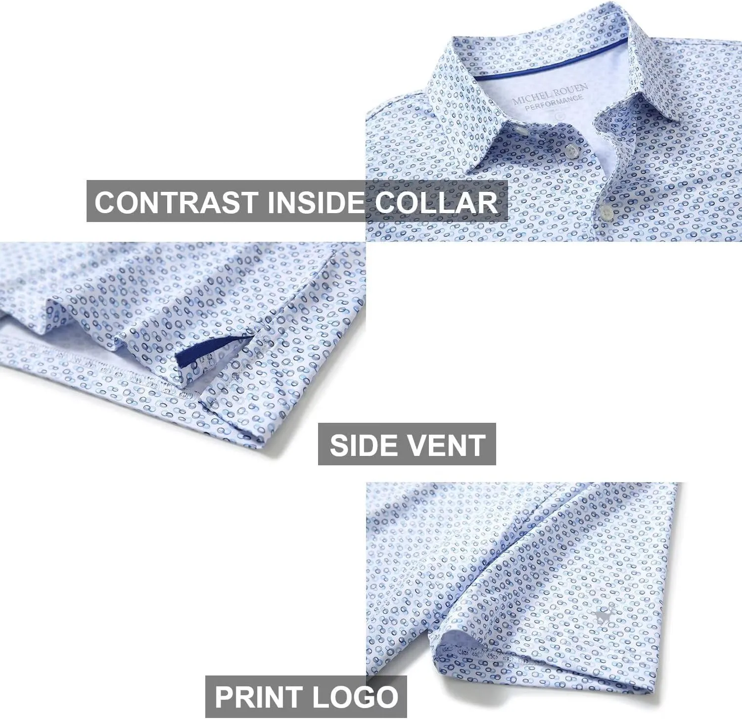 Mens Golf Shirts Short Sleeve Moisture Wicking Dry Fit Print Performance Athletic Casual Golf Polo Shirts for Men