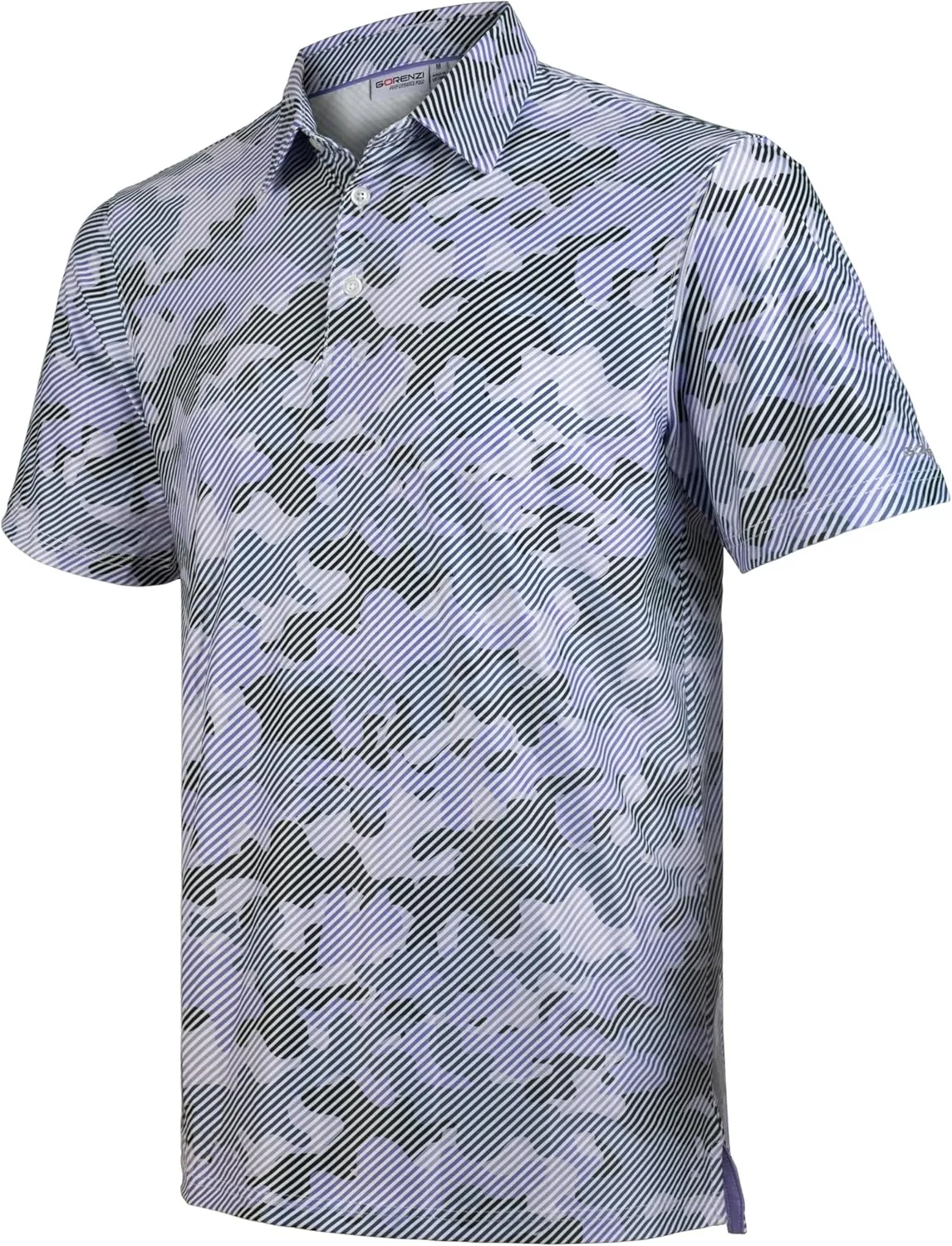 Men's Golf Shirts Short Sleeve Moisture Wicking Print Patterns Collared Performance Polo Golf Shirts for Men Dry Fit