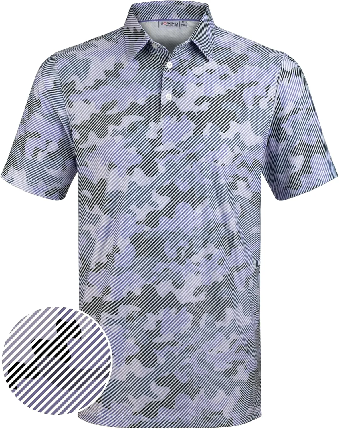 Men's Golf Shirts Short Sleeve Moisture Wicking Print Patterns Collared Performance Polo Golf Shirts for Men Dry Fit
