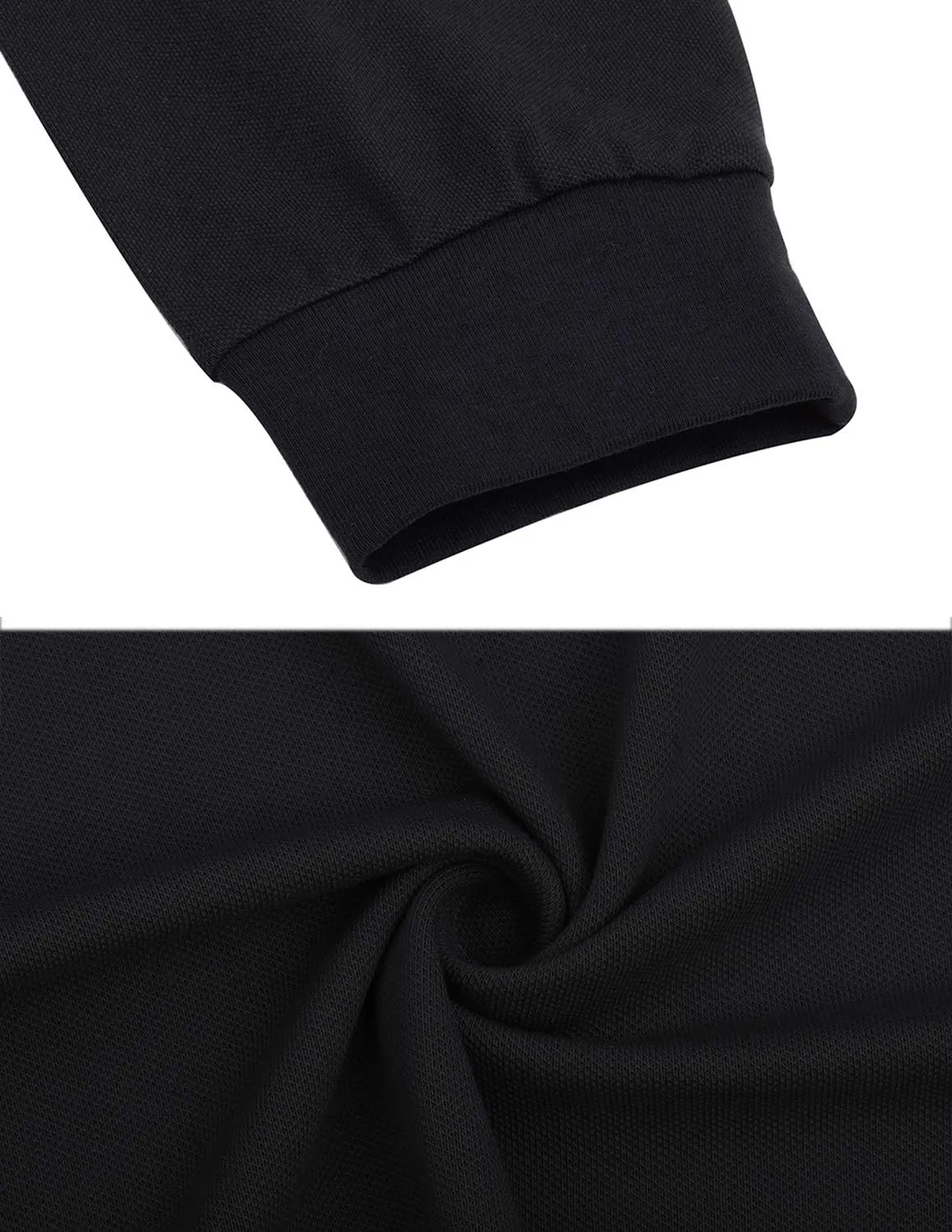 Men's Long Sleeve Polo Shirts Casual Fit Plaid Collar Cotton Golf T-Shirts