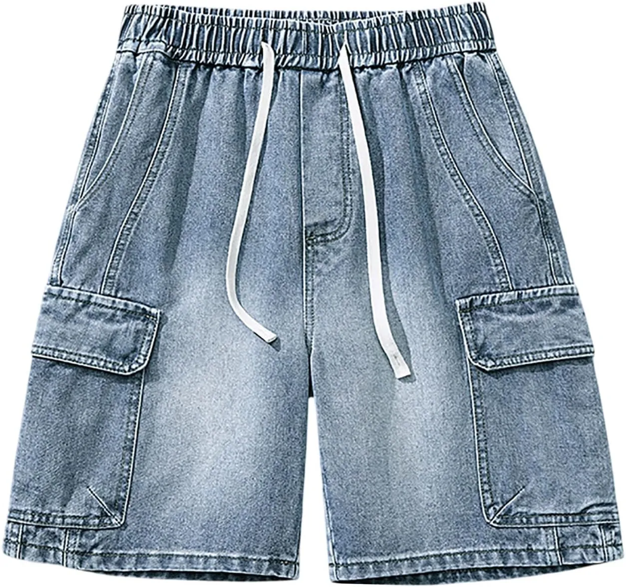 Mens Loose Hip Hop Cropped Jean Shorts Work Denim Shorts with Pockets Summer Casual 2025 Trendy Streetwear