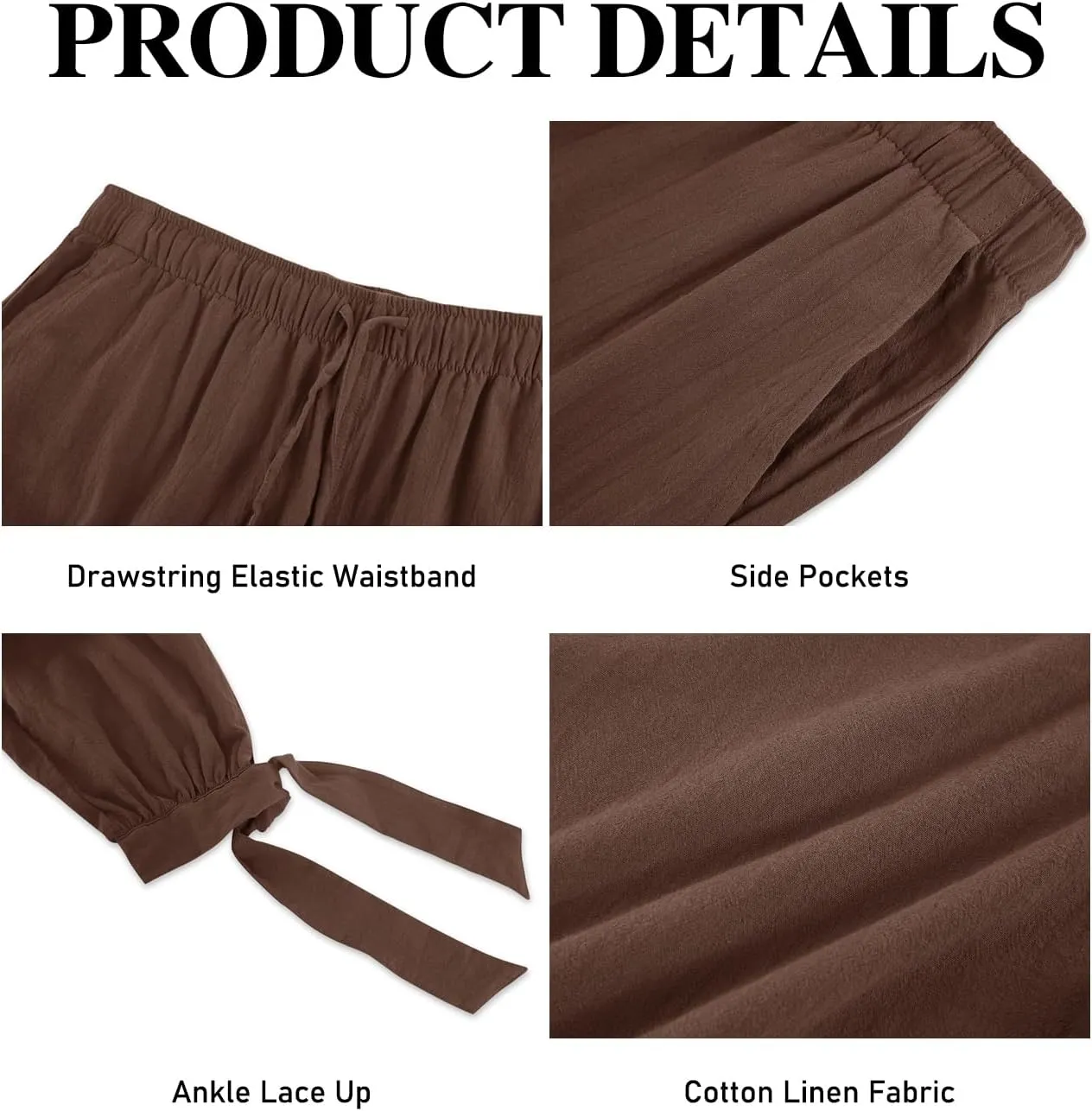 Mens Pirate Linen Pants Medieval Viking Navigator Costume Trousers Renaissance Lace Up Cosplay Pants