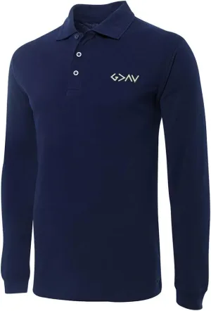 Men's Polo Shirts 3 Button Quick Dry God is Greater Embroidered Performance Long Sleeve Golf Shirts