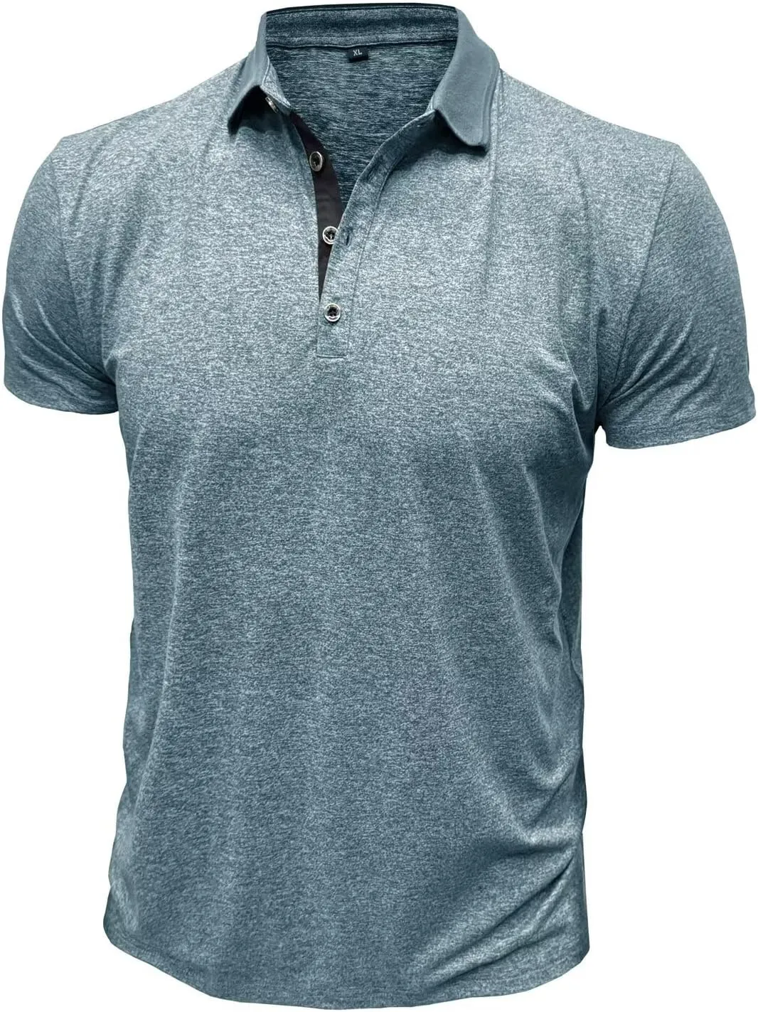 Men's Polo Shirts Short Sleeve Golf Polo Moisture Wicking Heather Tipped Casual Collared Shirts