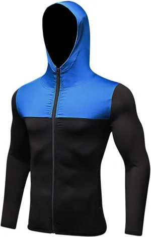 Men's Quick-Dry Hoodies Running Sweatshirt Slim Fit Zip Up Fitness Gym T Shirts