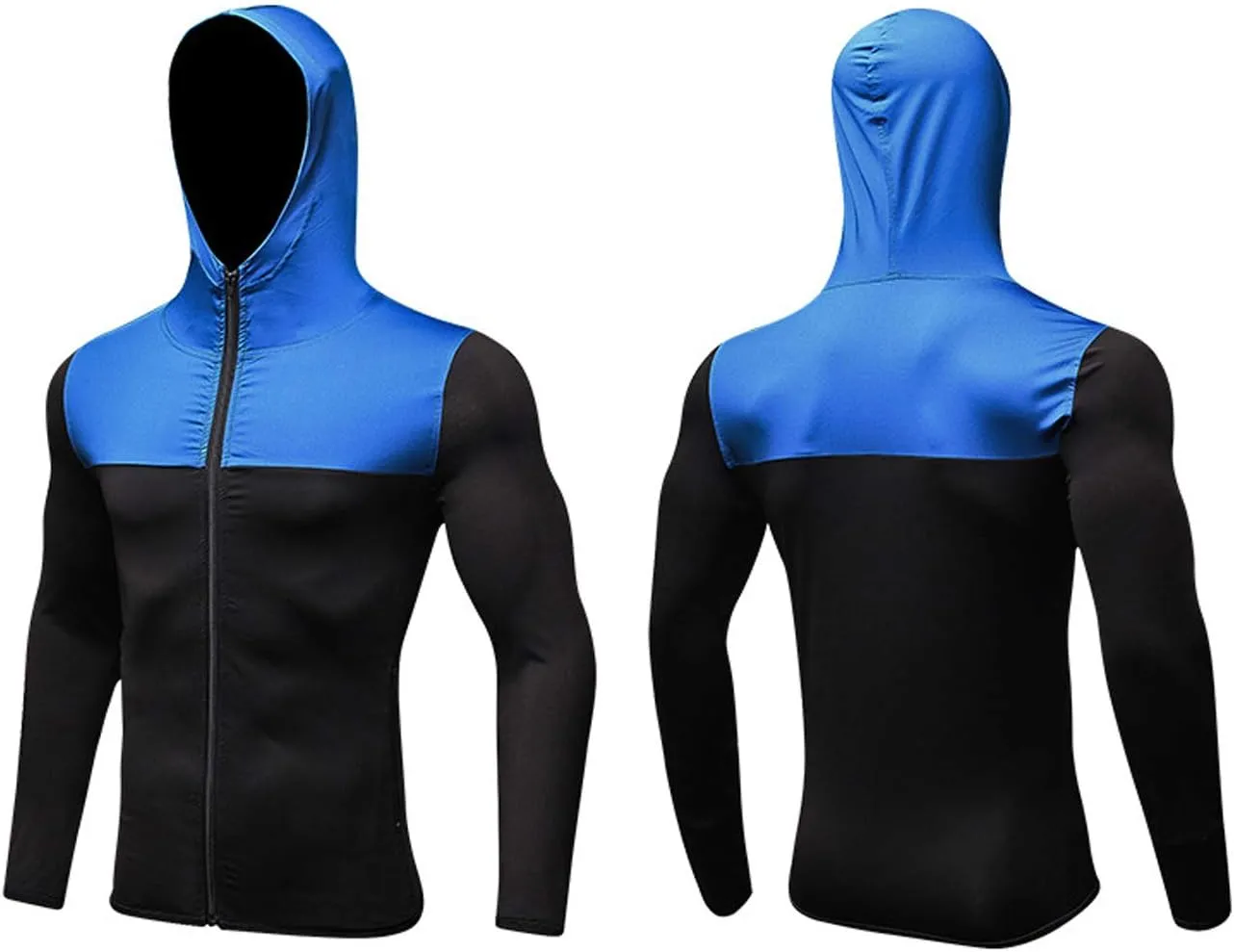 Men's Quick-Dry Hoodies Running Sweatshirt Slim Fit Zip Up Fitness Gym T Shirts