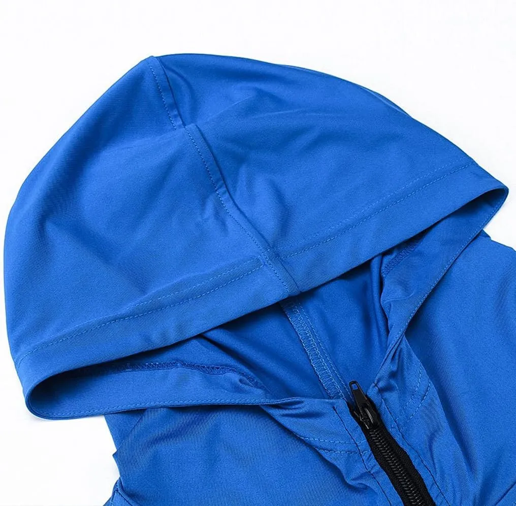 Men's Quick-Dry Hoodies Running Sweatshirt Slim Fit Zip Up Fitness Gym T Shirts