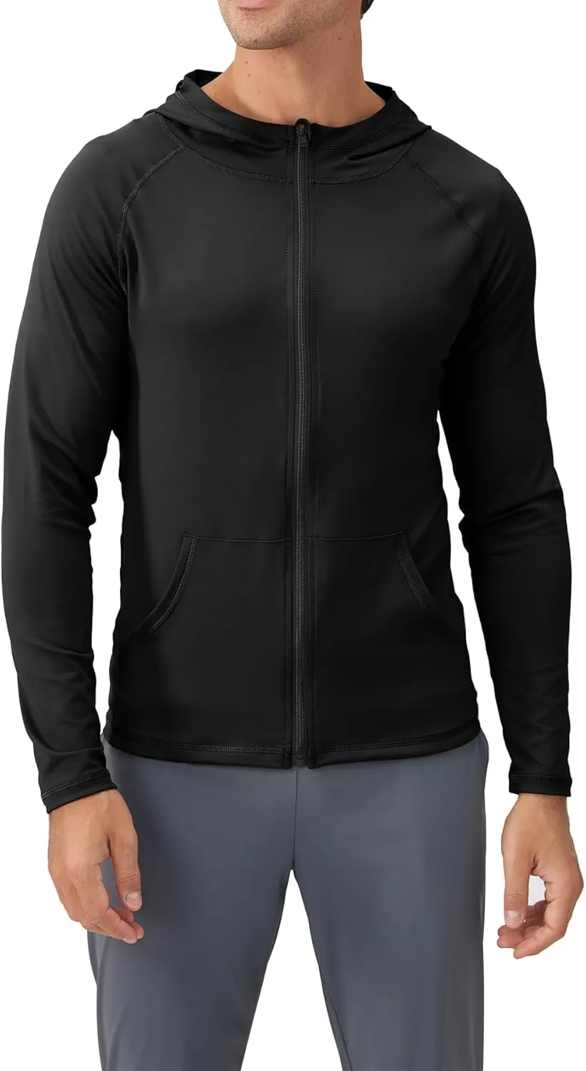 Men's Quick-Dry Hoodies Running Sweatshirt Slim Fit Zip Up Fitness Gym T Shirts