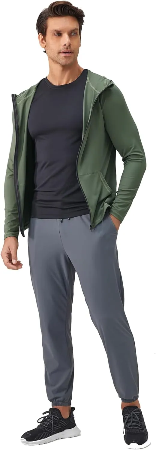 Men's Quick-Dry Hoodies Running Sweatshirt Slim Fit Zip Up Fitness Gym T Shirts