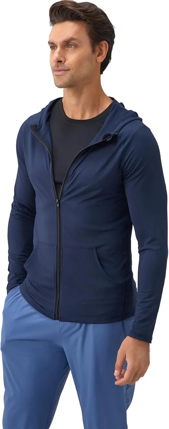 Men's Quick-Dry Hoodies Running Sweatshirt Slim Fit Zip Up Fitness Gym T Shirts