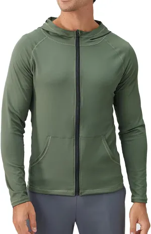 Men's Quick-Dry Hoodies Running Sweatshirt Slim Fit Zip Up Fitness Gym T Shirts
