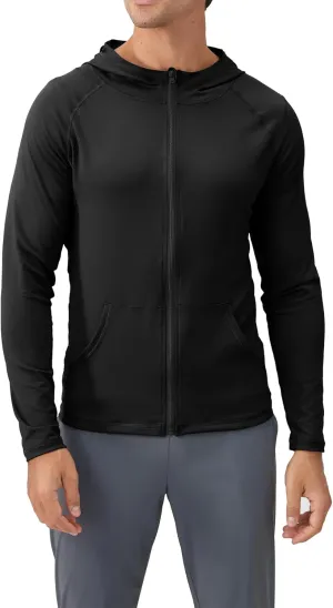 Men's Quick-Dry Hoodies Running Sweatshirt Slim Fit Zip Up Fitness Gym T Shirts