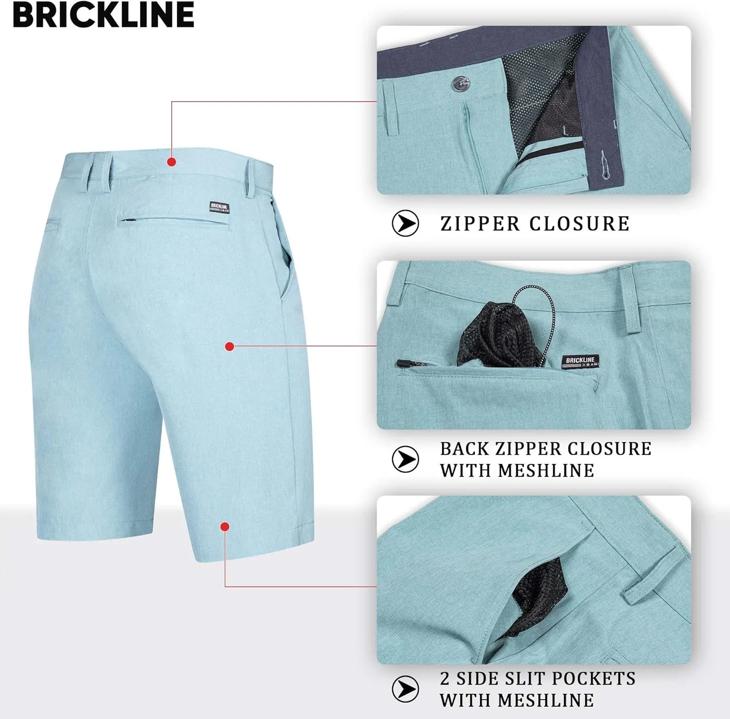 Mens Shorts for Men, Hybrid Casual Golf Dress Flat Front Quick Dry Stretch Board Shorts, Lightweight Chino Short