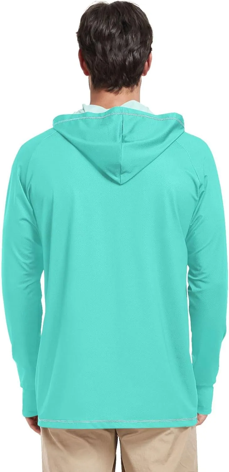 Men's Sun Shirt Hoodie Long Sleeve Mens Sun Shirts UPF 50  Quick-Dry Rashguard for Men Sailing Shirts