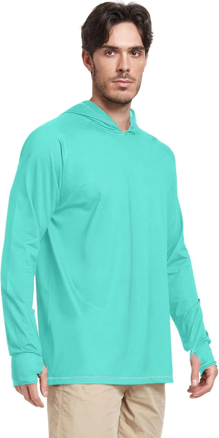 Men's Sun Shirt Hoodie Long Sleeve Mens Sun Shirts UPF 50  Quick-Dry Rashguard for Men Sailing Shirts