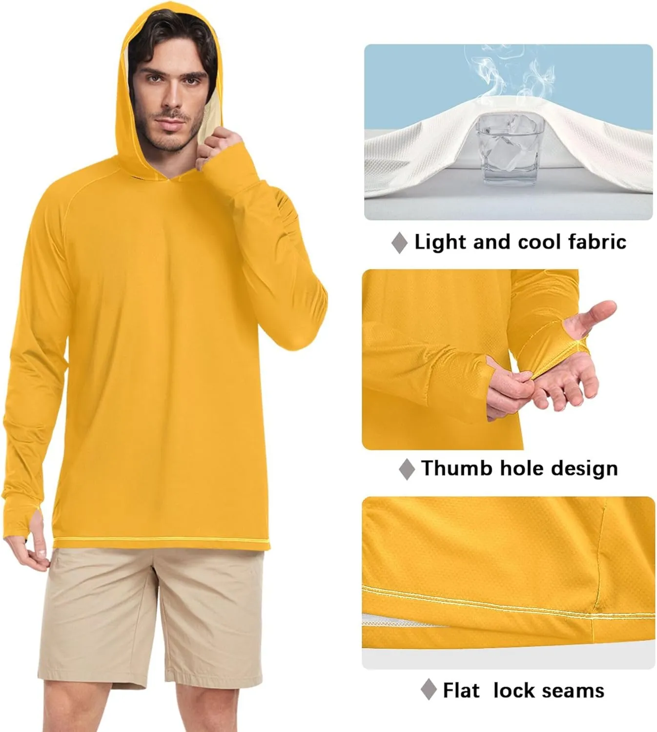 Mens Sun Shirts Protection Long Sleeve UPF 50   Mens Sun Shirts Quick-Dry Rashguard for Men Cooling Hoodies