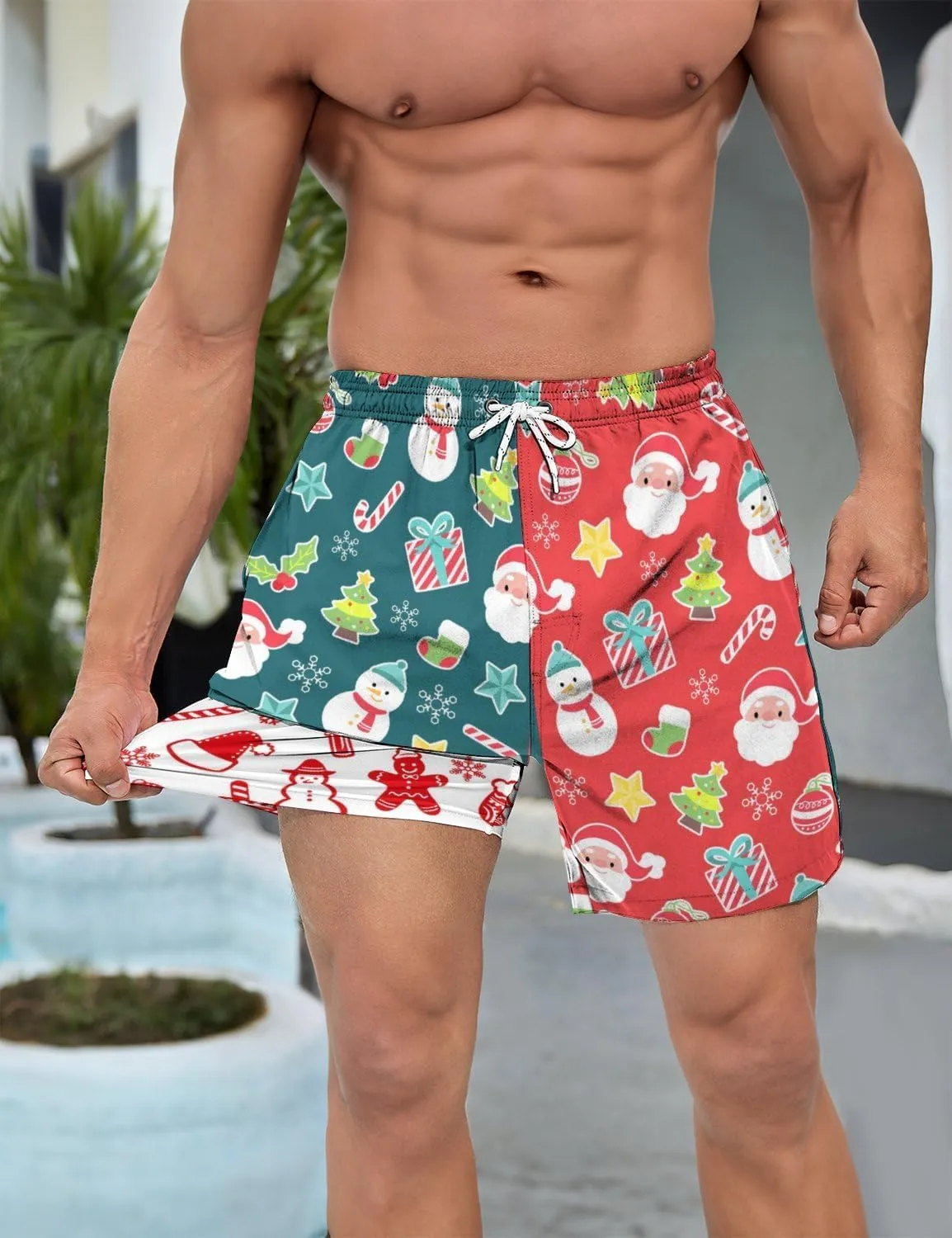 Men's Swim Trunks 7 Inch Inseam with Compression Liner Quick Dry Beach Shorts for Mens Board Shorts Swimwear