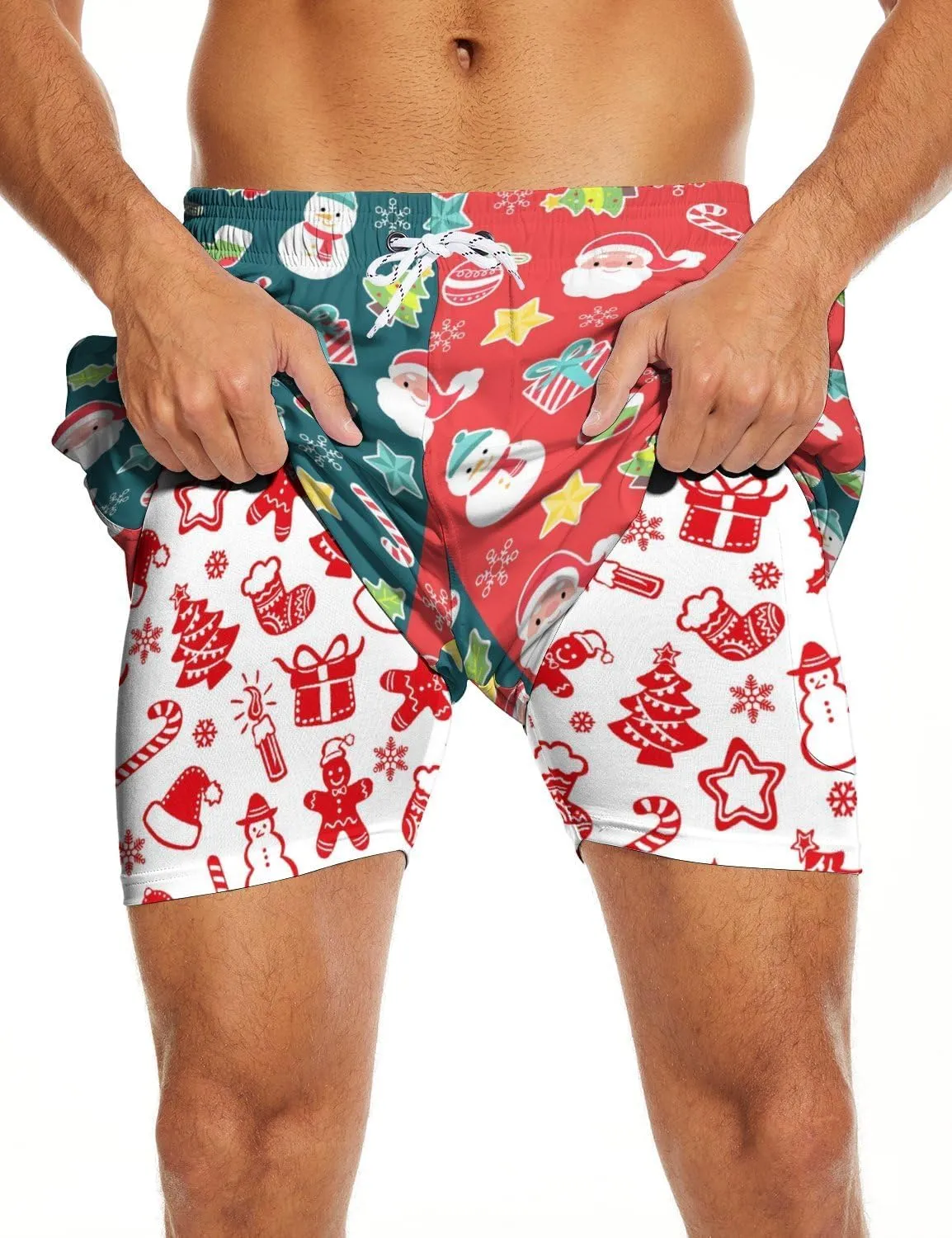 Men's Swim Trunks 7 Inch Inseam with Compression Liner Quick Dry Beach Shorts for Mens Board Shorts Swimwear
