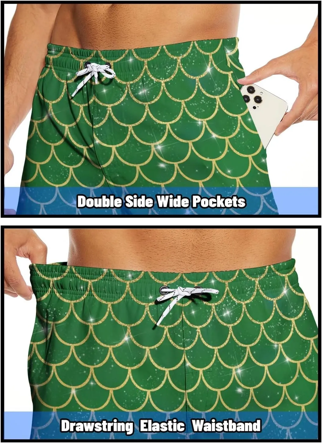 Men's Swim Trunks 7 Inch Inseam with Compression Liner Quick Dry Beach Shorts for Mens Board Shorts Swimwear
