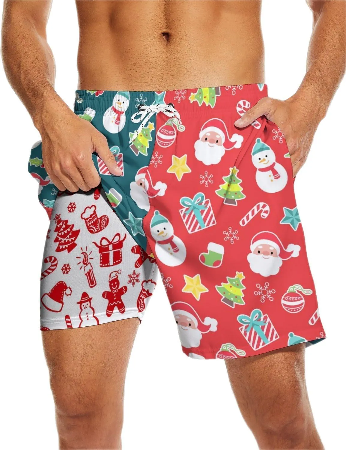 Men's Swim Trunks 7 Inch Inseam with Compression Liner Quick Dry Beach Shorts for Mens Board Shorts Swimwear
