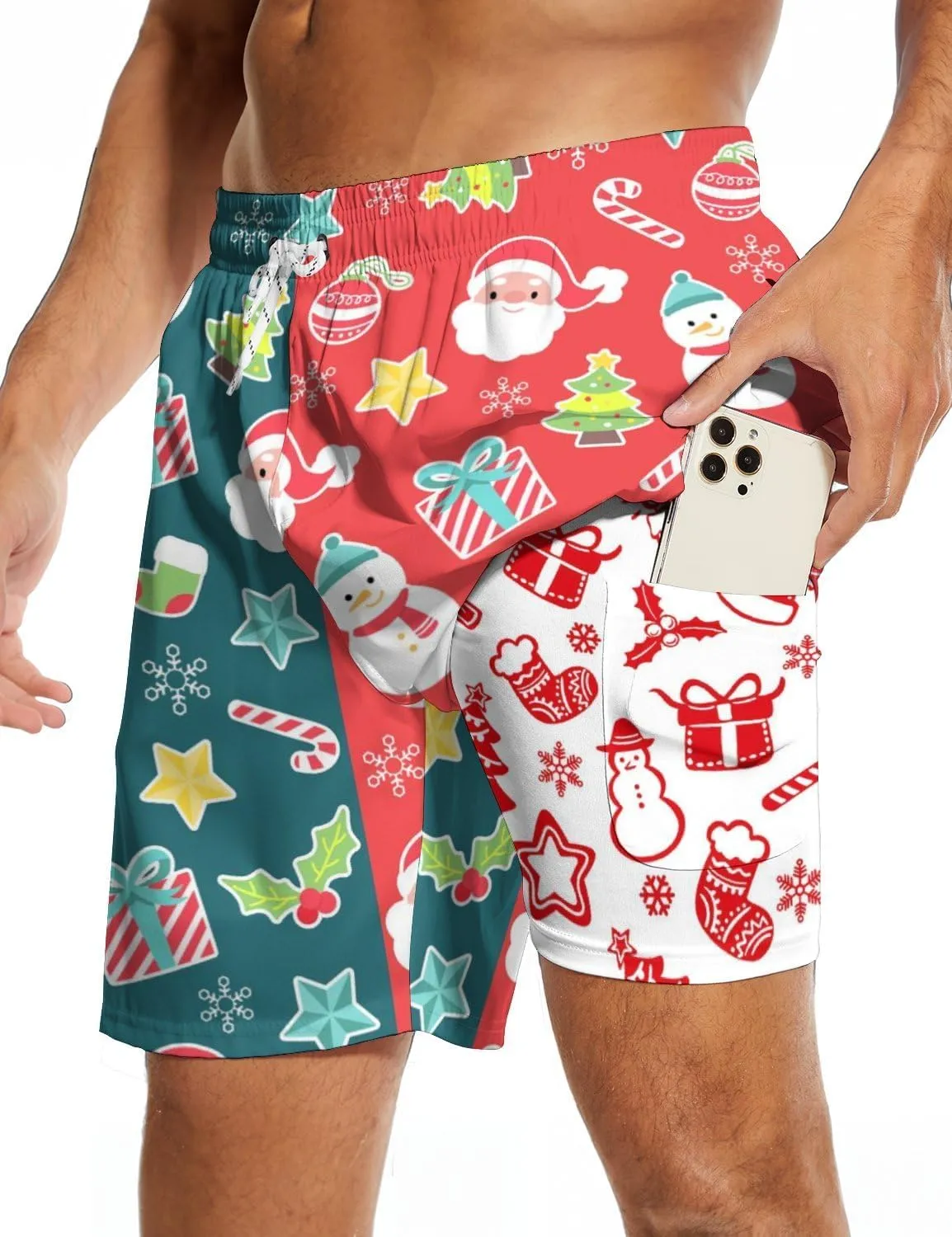 Men's Swim Trunks 7 Inch Inseam with Compression Liner Quick Dry Beach Shorts for Mens Board Shorts Swimwear