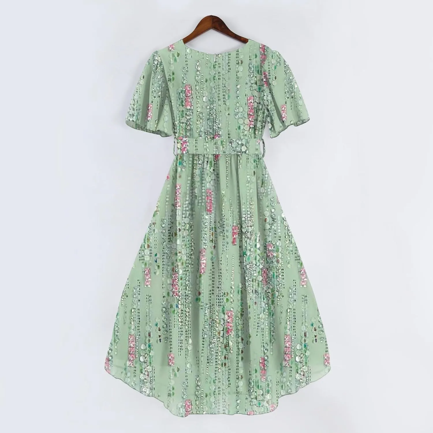 Midi Dresses for Women 2025,Wrap Flowy Womens Dress Wedding Prom Cocktail Summer Sexy Dresses for Women Chiffon