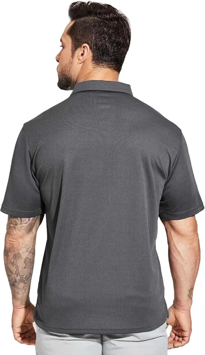 MIER Men's Quick Dry Polo Shirts Polyester Casual Collared Shirts Short Sleeve, Moisture-Wicking, Sun Protection